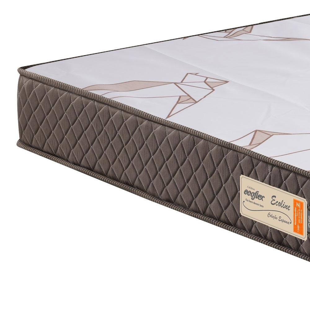 Cama Box Casal Reforçada 138x188 + Colchão Ecoline Ecoflex Espuma D23 Courino Linho - 3