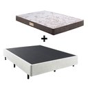 Ver imagem 1 de Cama Box Casal Reforçada 138x188 + Colchão Ecoline Ecoflex Espuma D23 Courino Linho