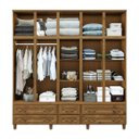 Ver imagem 3 de Guarda-roupa Tripartido 10 Portas 6 Gavetas Berlim Imbuia Madeira Pinus - Cavazotto