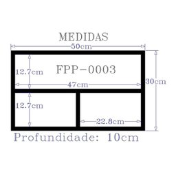 Nicho Organizador para Banheiro Cozinha Sala Quarto Despensa 50x30x10 - Cinza Tx - 3