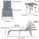 Ver imagem 3 de Kit 2 Espreguiçadeiras Corda Náutica e Mesa Garden em Alumínio para Piscina Edícula Catar Cinza