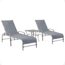 Ver imagem 2 de Kit 2 Espreguiçadeiras Corda Náutica e Mesa Garden em Alumínio para Piscina Edícula Catar Cinza