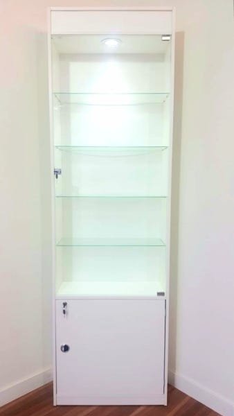 Cristaleira Expositor Led Porta de Vidro Branco - 4