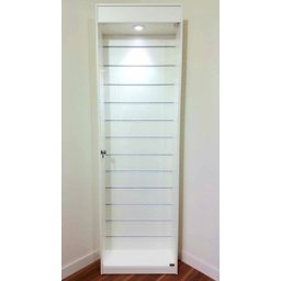 Expositor Canaletado Celular Porta De Vidro Led na cor Branca - 1