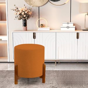 Puff Thor 3 Pés Veludo Terracota Base em Madeira Maciça