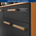 Ver imagem 6 de Armário de Cozinha 12 Portas 1 Gaveta com Nichos Clarice Yescasa Freijó/Grafite Acetinado Marrom/Freijo