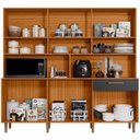 Ver mais imagens de Armário de Cozinha 12 Portas 1 Gaveta com Nichos Clarice Yescasa Freijó/Grafite Acetinado Marrom/Freijo