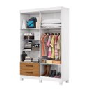 Ver imagem 4 de Guarda-Roupa 4 Portas 2 Gavetas com Espelho e Pés Genova Marrom/Cinamomo/Branco