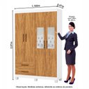 Ver imagem 3 de Guarda-Roupa 4 Portas 2 Gavetas com Espelho e Pés Genova Marrom/Cinamomo/Branco