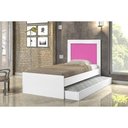 Ver imagem 1 de Cama Luara Solteiro 0,88cm Branco c/ Azul e Branco c/Rosa Auxiliar Branco com dois Colchões -