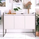 Ver imagem 1 de Buffet Aparador Linea Industrial 3 Portas MDP 120cm Branco Plata Móveis