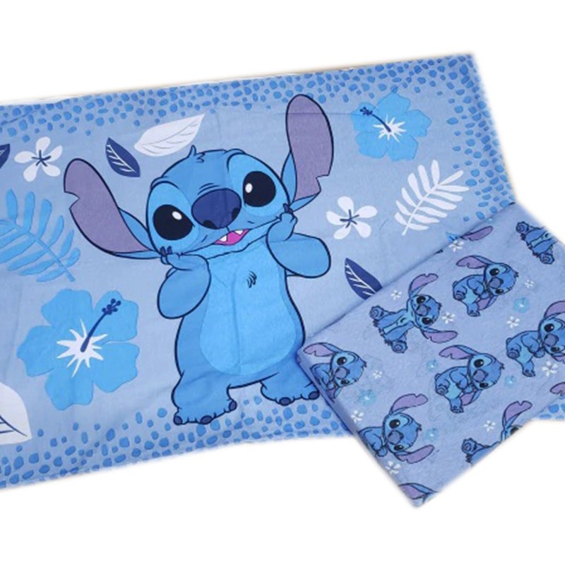 Jogo de Cama Portallar Casal Joy Malha Mista Estampado Disney Stitch 3 Pçs Azul - 4