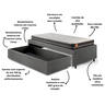 Base Box Cama Solteiro Sapateira Courino Linho Cinza e Colchão Bogota Inducol 88x188 - 9
