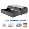 Base Box Cama Solteiro Sapateira Courino Linho Cinza e Colchão Bogota Inducol 88x188 - 3