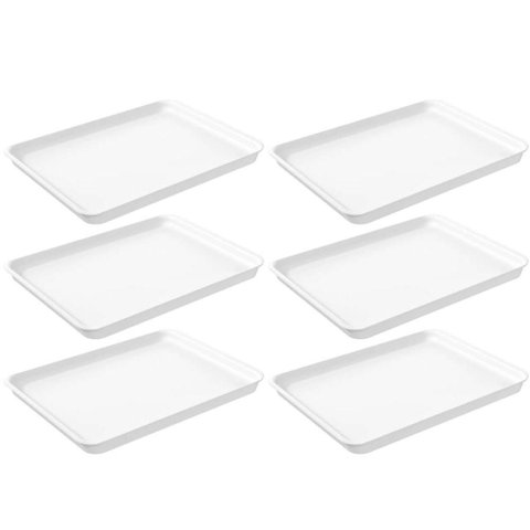 Kit 6 Bandejas Plásticas Brancas 32x23cm Coza Servir Hamburguer Restaurantes Uno
