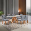 Ver imagem 2 de Mesa Kyra 170CMX90CM 6 Cadeiras Arthus Tampo Smart Plus Vidro Off White
