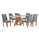 Ver imagem 1 de Mesa Kyra 170CMX90CM 6 Cadeiras Arthus Tampo Smart Plus Vidro Off White