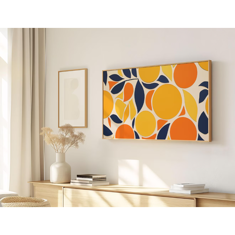 Quadro Decorativo N°178 105x60cm - Panorâmico Botânico - Laranjas - Madeira Clara - Rollflex
