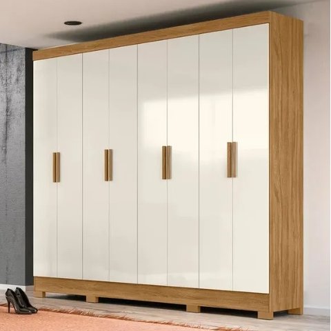 Guarda Roupa 8 Portas 4 Gavetas 2,36cm  Moval Diplomata Freijo / Off White