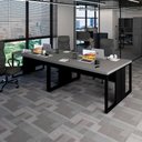 Ver imagem 1 de Plataforma de Trabalho para Escritório 300cm 4 Pessoas MDP Metal Cinza Sagrado com Preto