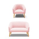 Ver imagem 1 de Kit 01 Namoradeira 02 Lugares E 01 Poltrona Suede Rosa Bebê