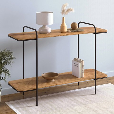 Aparador Porto 120x85x40cm em Aço Preto e Cinamomo