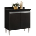 Ver imagem 1 de Balcão Gabinete 80cm 2 Portas Hawai Preto - Lumil Móveis