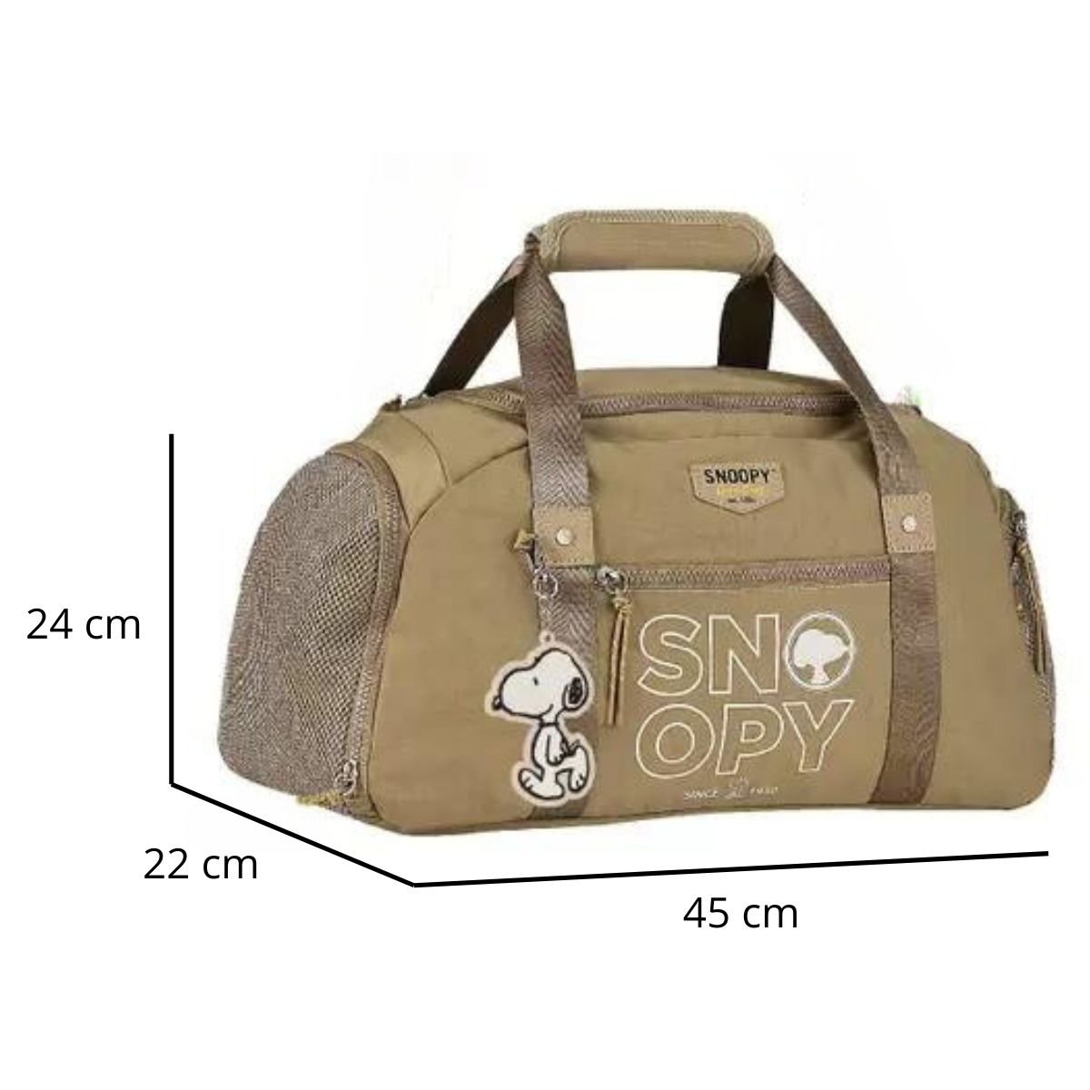 Bolsa Sacola de Mão e Transversal Viagem Academia Snoopy Bege Semax - 6