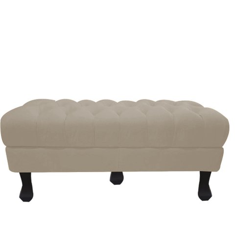 Recamier Luis Xv Capitonê Retrô 180cm Suede Bege Pés Madeira Mz Decor