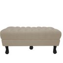 Ver imagem 1 de Recamier Luis Xv Capitonê Retrô 180cm Suede Bege Pés Madeira Mz Decor