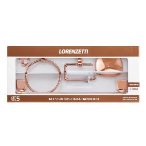 Kit Acessórios Banheiro Rose Gold 5 Peças 2000 F24 Quadra Lorenzetti