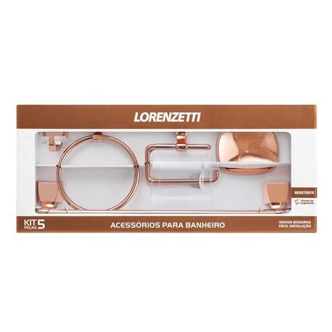 Kit Acessórios Banheiro Rose Gold 5 Peças 2000 F24 Quadra Lorenzetti