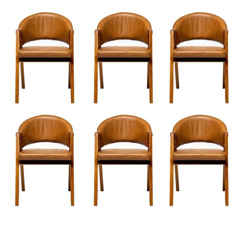 Kit 6 Cadeiras Sala de Jantar Premium com Braço Madeira Maciça Movellu Home