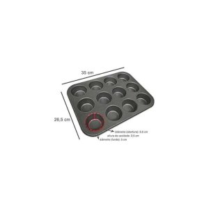Assadeira Forma Antiaderente Cupcake Bolinho 12 Cavidades