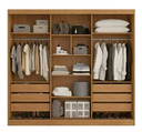 Ver imagem 2 de Roupeiro com Espelho 242cm 3 Portas 6 Gavetas Canadá Bianchi Nature Off White