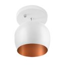 Ver imagem 2 de Lustre Plafon Bola 15 cm Redonda Branco com Cobre