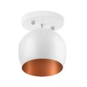 Ver imagem 1 de Lustre Plafon Bola 15 cm Redonda Branco com Cobre
