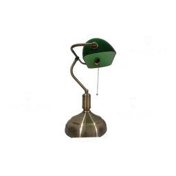 Abajur Clássico Banqueiro Estilo Inglês Verde e Ouro Velho - 3