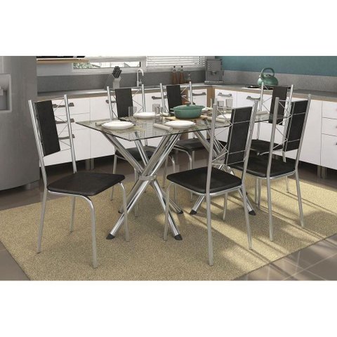 Mesa Cozinha Volga 150 + 6 Cad Lisboa Cromado Kappesberg