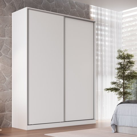 Guarda-Roupa 2 Portas de Correr 3 Gavetas Zira Branco
