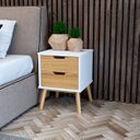 Ver imagem 1 de Mesa de Cabeceira 2 Gavetas em Madeira Maciça Lara - Branca