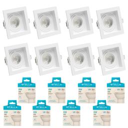 Kit 20x Spot Embutir Recuado Gu10 C/ Lâmpada Eco 6w Stella Cor:branco - Branco Quente - 2