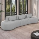 Ver imagem 2 de Sofá 5 Lugares Orgânico para Sala Living 366cm Vasti M03 Linho Cinza - Lyam Decor