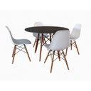 Ver imagem 2 de Conjunto de Mesa 4 Cadeiras Brancas Eames Eiffel 110cm Base Madeira Tampo Preto