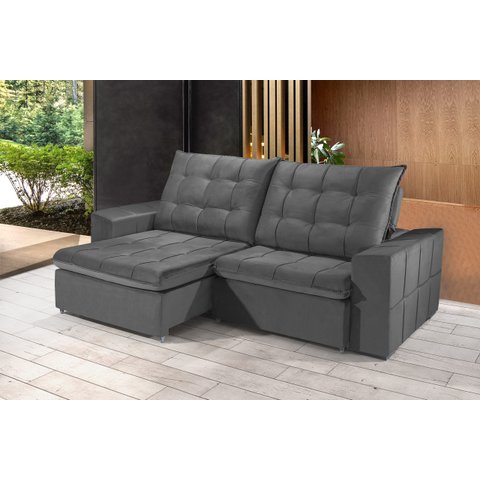 Sofá Retrátil e Reclinável 2,30m Estilo Estofados - Cancún com Softgel D33 "cinza"