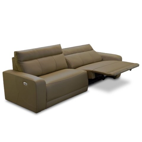 Sofá 3 Lugares Rettrátil Reclinável Elétrico 254cm Mazi L06 Couro Verde Musgo - Lyam Decor