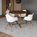 Ver imagem 2 de Mesa Jantar Industrial Redonda 110cm Amêndoa Base V Dourada com 4 Poltronas Eames Eiffel Daw Madeira