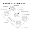 Ver imagem 5 de Fogão Cooktop a Gás Chapa 5 Bocas Tripla Chama 127/220v Marmo Marmorizado Rosa