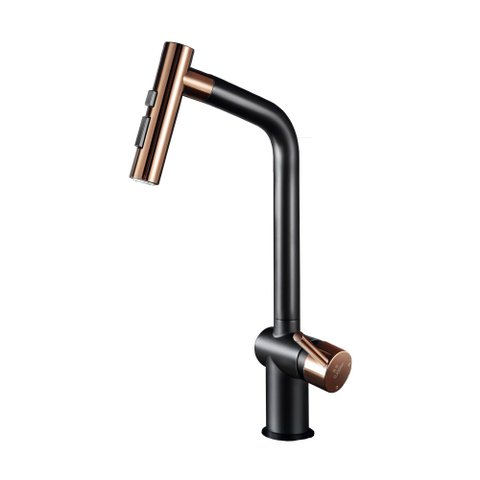 Torneira Misturador Monocomando Higold Piniz 980128 De Bancada Preto/Rose Gold