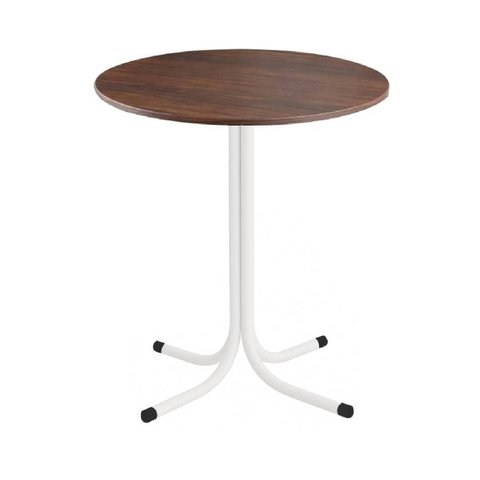 Mesa de Jantar Redonda 80cm Branca Tampo Madeira Imbuia